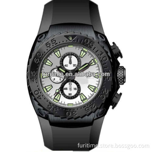 silicone spoty watches stainless steel wrist watch stainless steel case back watch chronograph sporty watch high quality
